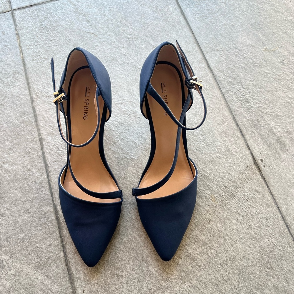 Women's Navy Ankle Strap Heels